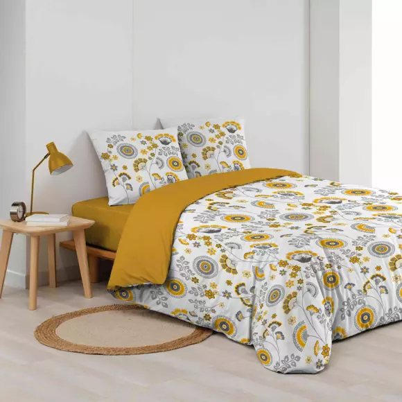 Housse de couette et deux taies gaze de coton (240 cm) Garance Jaune 3