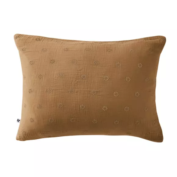 Taie d'oreiller rectangulaire gaze de coton (70 cm) Gaïa Boho Camel 2
