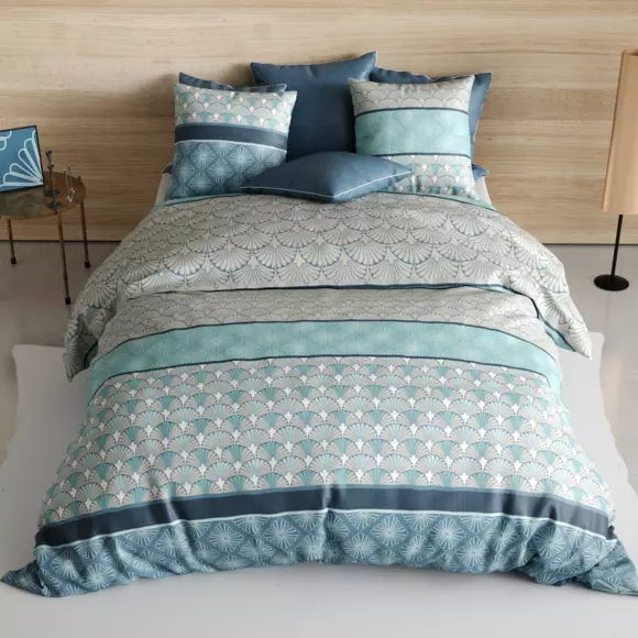 Funda nórdica y dos fundas de almohada en algodón (260 cm) Zircon Azul 2