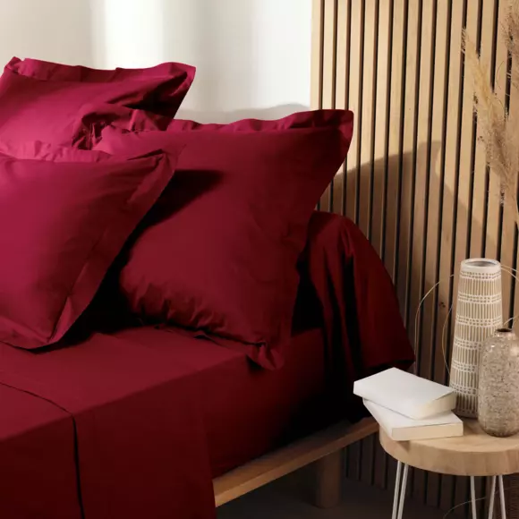 Taie d'oreiller carrée coton bio (63 cm) Biolina Bordeaux 2