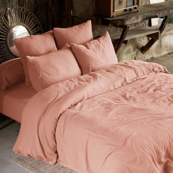Funda para almohada rectangular en en gasa de algodón (L80 cm) Gaïa Rosa durazno 2