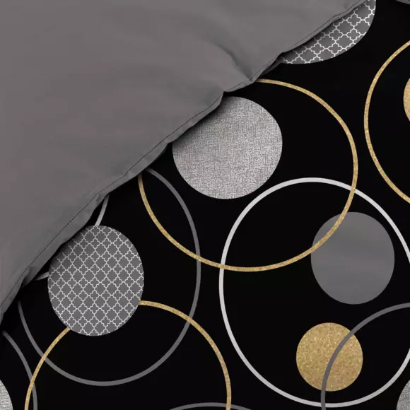 Housse de couette et deux taies coton (260 cm) Milor Noire 3