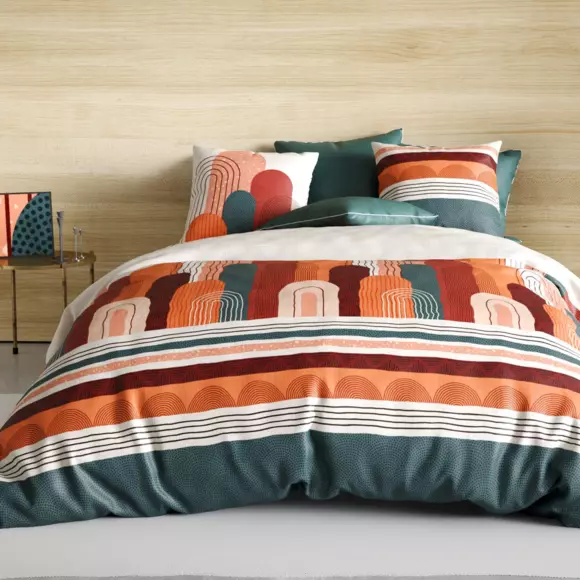 Funda nórdica y dos fundas de almohada en algodón (260 cm) Galio Rojo 3