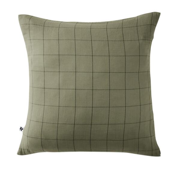 Funda de almohada cuadrada en en gasa de algodón (60 cm) Gaïa Match Verde  romero 2