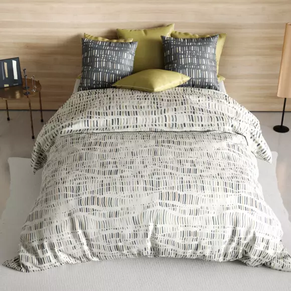 Housse de couette et deux taies coton (260 cm) Flava Grise 2
