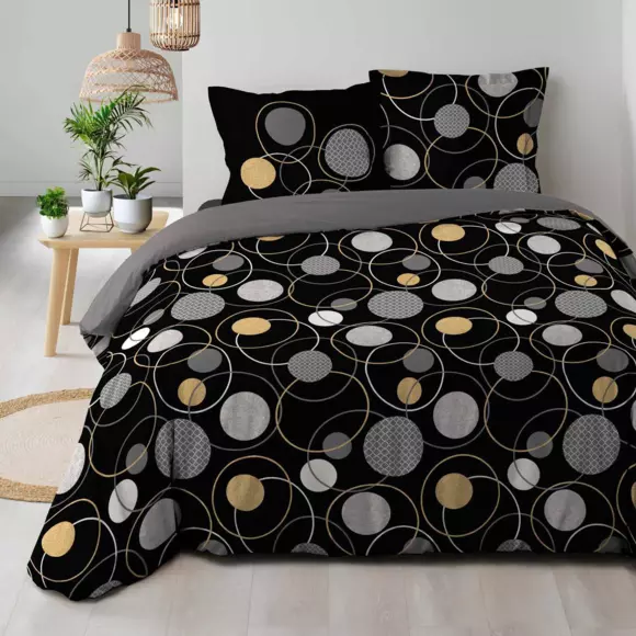 Funda Nórdica y dos fundas para almohadas algodón (240 cm) Milor Negro 3