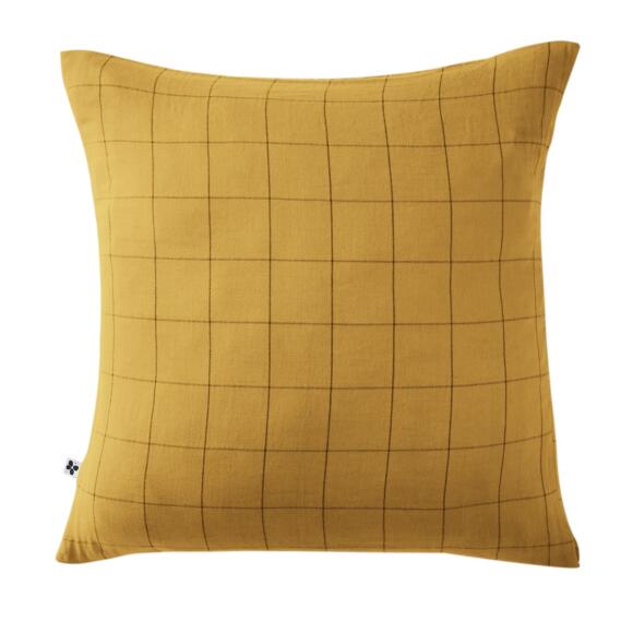 Quadratischer Kopfkissenbezug aus Baumwoll-Gaze (60 cm) Gaïa Match Safrangelb 2