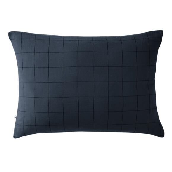 Funda de almohada rectangular en gasa de algodón (70 cm) Gaïa Match Azul noche 2