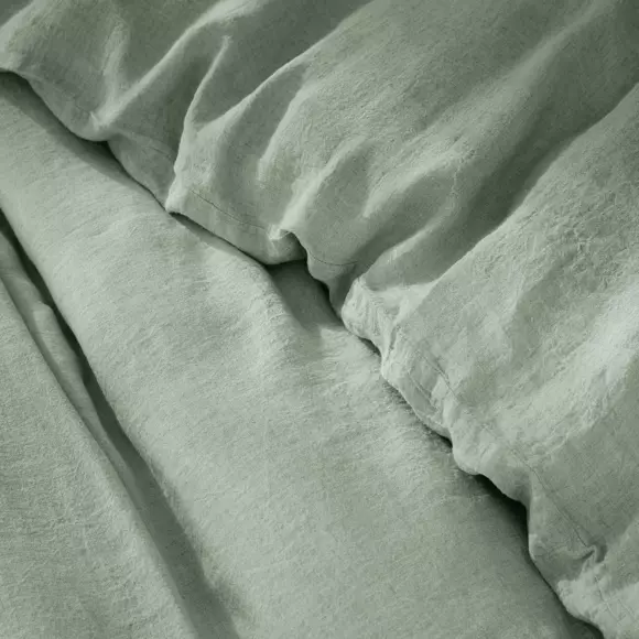 Housse de couette lin lavé (260 cm) Louise Vert eucalyptus 2