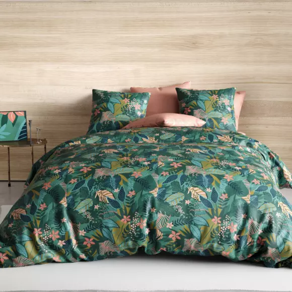 Funda Nórdica y dos fundas para almohada en algodón (240 cm) Zania Verde 3