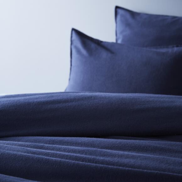 Funda de almohada cuadrada en franela de algodón (63 cm) Théa Azul noche 3