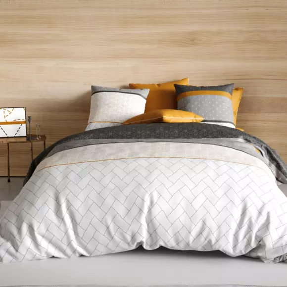 Funda nórdica y dos fundas de almohada en algodón (200 cm) Corki Gris 2