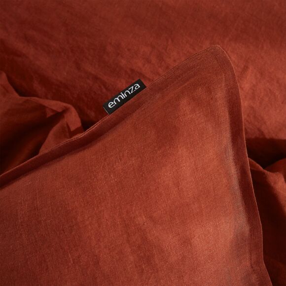 Funda de almohada cuadrada en lino lavado (60 cm) Louise Terracota 5