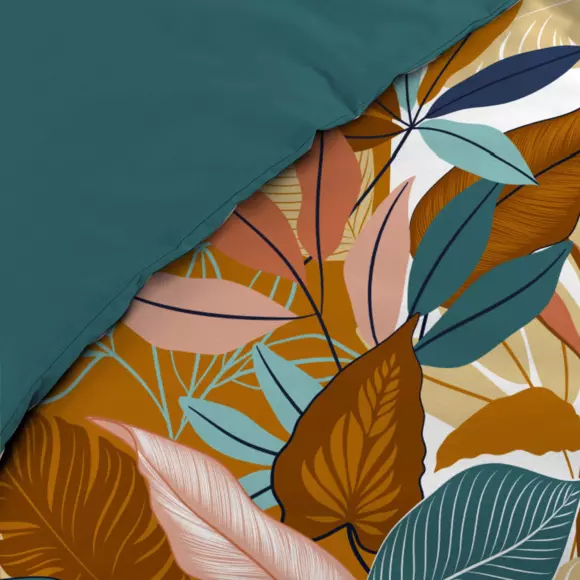 Housse de couette et deux taies percale de coton (240 cm) Yucca Orange 2
