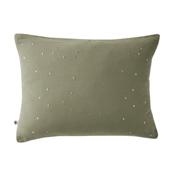 Funda de almohada rectangular en gasa de algodón (70 cm) Gaïa Chic Verde  romero 2