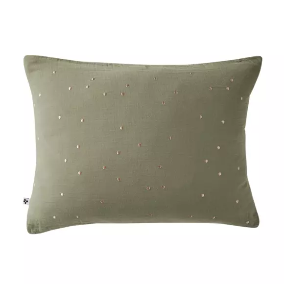 Taie d'oreiller rectangulaire gaze de coton (70 cm) Gaïa Chic Vert romarin 2
