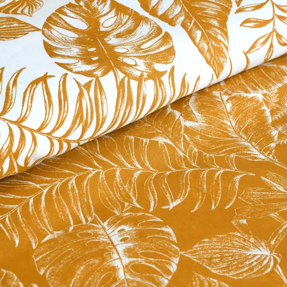 Housse de couette et deux taies coton (240 cm) Bamako Jaune safran 2