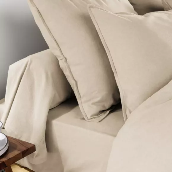 Taie de traversin flanelle de coton (L185 cm) Théa Beige 2