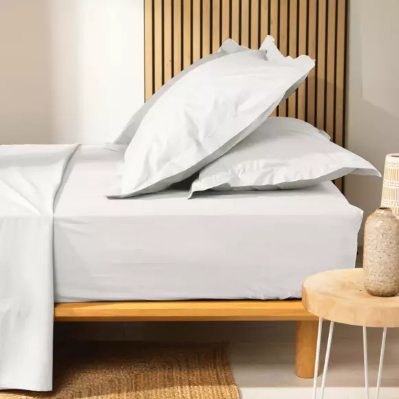 Sábana bajera en algodón bio (140 cm) Biolina Blanco 3