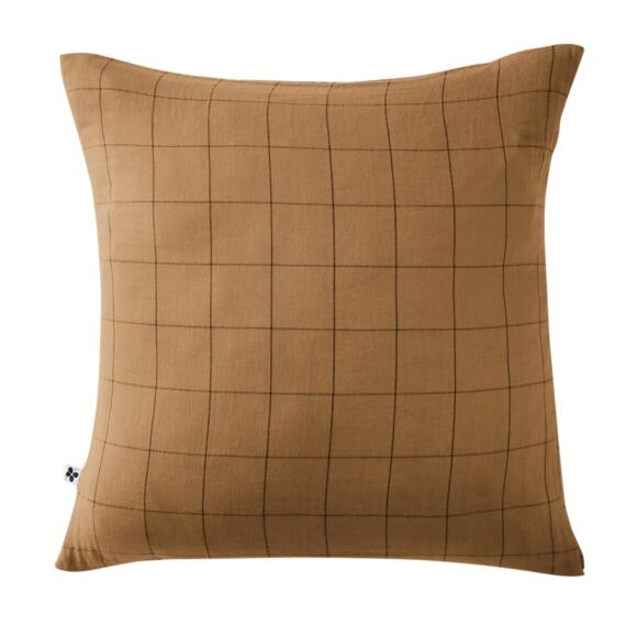 Funda de almohada cuadrada en en gasa de algodón (60 cm) Gaïa Match Camel 2