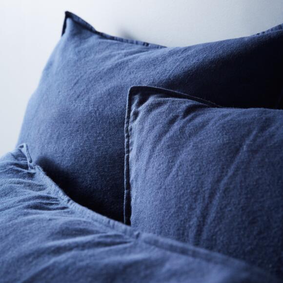 Taie d'oreiller rectangulaire flanelle de coton (70 cm) Théa Bleu nuit 3