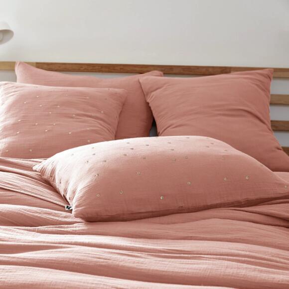 Funda para almohada rectangular en en gasa de algodón (70 cm) Gaïa Chic Rosa durazno 2