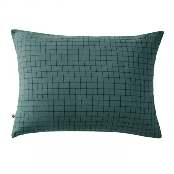 Taie d'oreiller rectangulaire gaze de coton (70 cm) Gaïa Mix Bleu canard 2