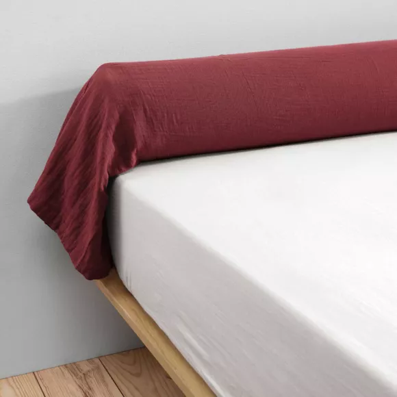 Taie de traversin gaze de coton (L185 cm) Gaïa Lie de vin 3
