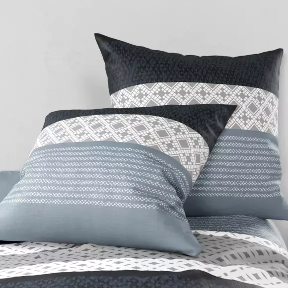 Housse de couette et deux taies coton (260 cm) Lorenzo Bleue 3