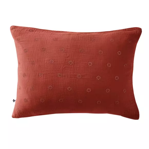 Funda de almohada rectangular de en gasa de algodón  (70 cm) Gaïa Boho Tarracota 2