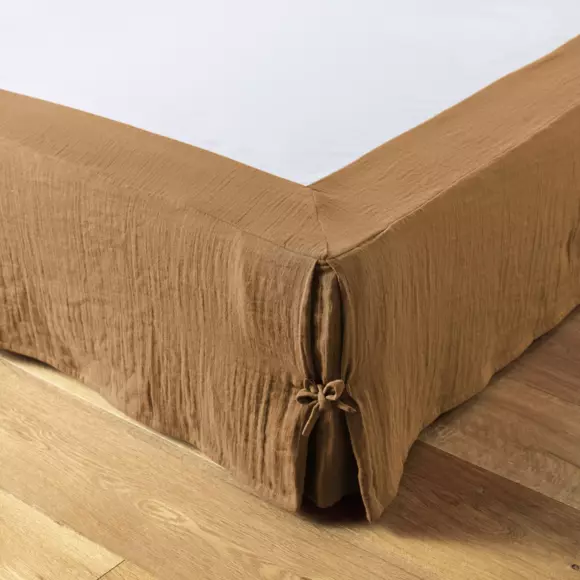 Cache-sommier Gaze de coton (160 x 200 cm) Gaïa Camel 2