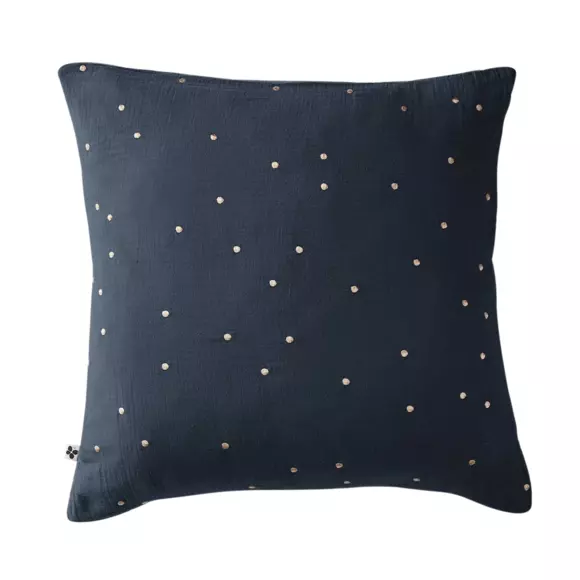 Taie d'oreiller carrée gaze de coton (60 cm) Gaïa Chic Bleu nuit 2