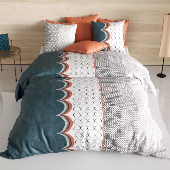 Funda Nórdica y dos fundas para almohada en algodón (260 cm) Antan Azul trullo 3