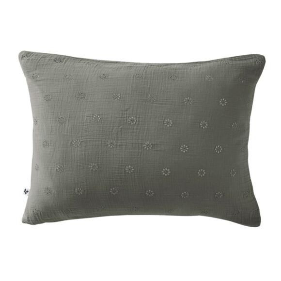 Funda de almohada rectangular de en gasa de algodón (70 cm) Gaïa Boho Gris granito 2
