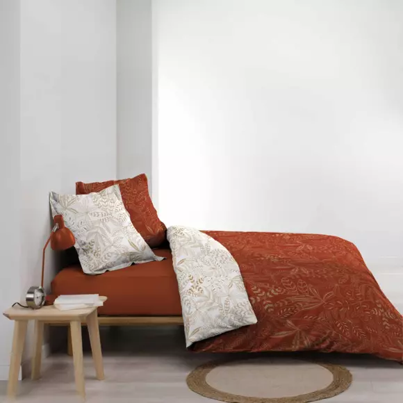 Funda Nórdica y dos fundas para almohadas algodón (240 cm) Belflor Terracota y dorado 3