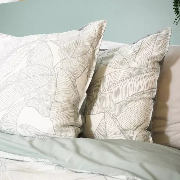 Funda Nórdica y dos fundas para almohada en algodón y lino lavado (240 cm) Pampelune Verde claro 3