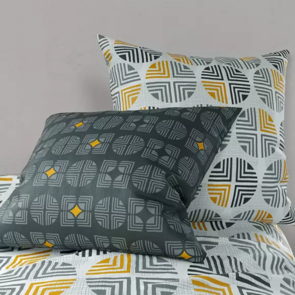 Parure de draps coton lit 160 cm 4 pièces Arturo Grise 2