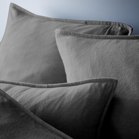Funda de almohada rectangular en franela de algodón (70 cm) Théa Gris antracita 2