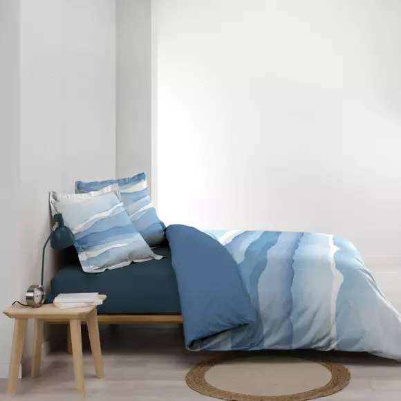Housse de couette et deux taies coton (240 cm) Azzurra Bleue 2