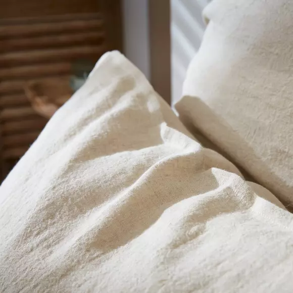 Funda de almohada rectangular en lino lavado (80 cm) Louise Beige 2