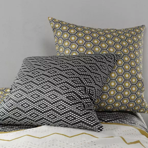 Housse de couette et deux taies coton (260 cm) Mezoa Jaune 3