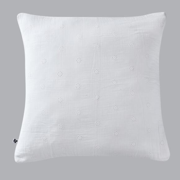 Taie d'oreiller carrée gaze de coton (60 cm) Gaïa Boho Blanc chantilly 2