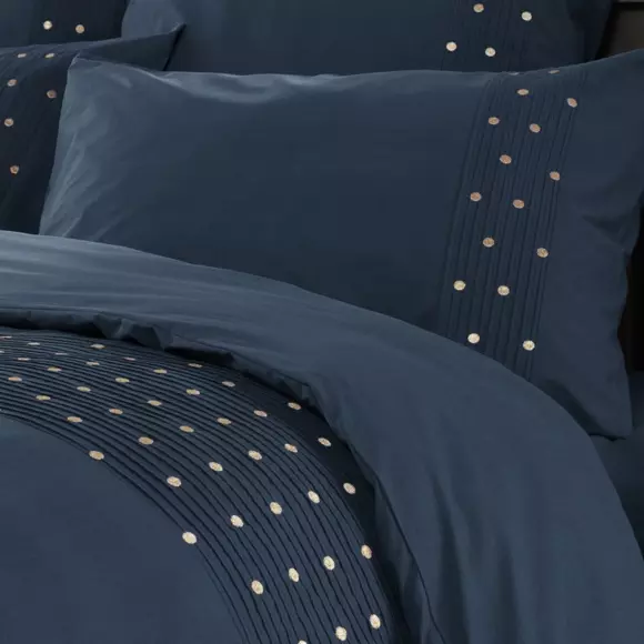 Housse de couette brodée coton (240 cm) Agathe Bleu mûre 2