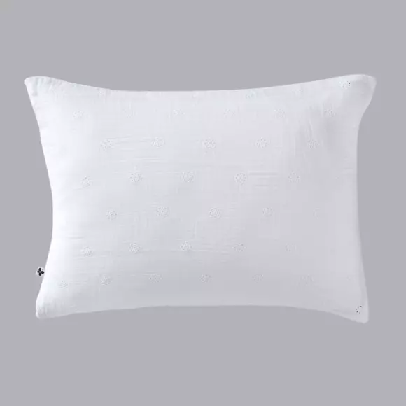 Taie d'oreiller rectangulaire gaze de coton (70 cm) Gaïa Boho Blanc chantilly 2