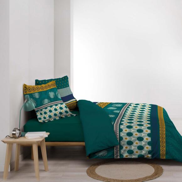 Funda Nórdica y dos fundas de almohada en algodón (260 cm) Lauralys Verde 3