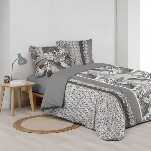 Funda Nórdica y dos fundas de almohada en algodón (240 cm) Cyndelle Gris 2