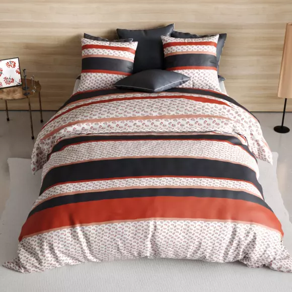 Funda Nórdica y dos fundas para almohada en algodón (260 cm) Fida Rojo 3