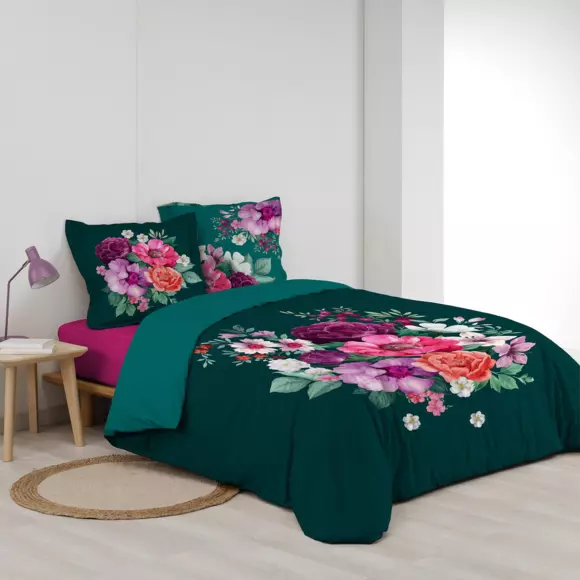 Funda nórdica y dos fundas para almohadones en algodón (240 cm) Indirose Azul 3