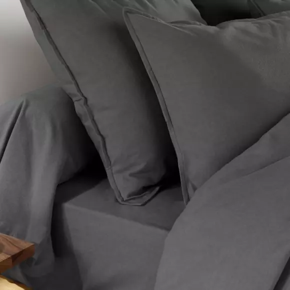 Drap housse flanelle de coton (90 cm) Théa Gris anthracite 3