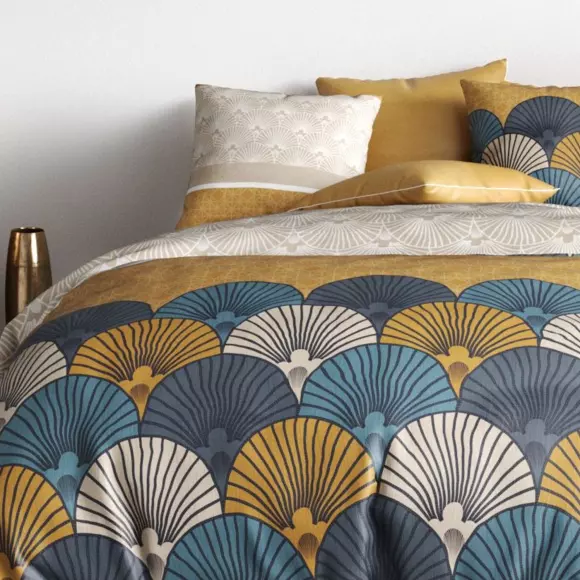 Housse de couette et une taie coton (140 cm) Maka Jaune 2